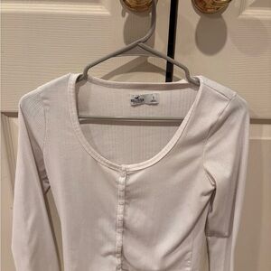 Hollister Women's White Long Sleeve Top